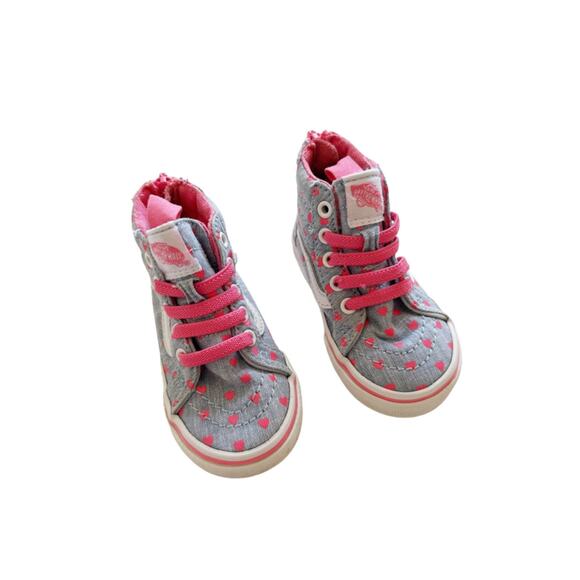 Vans Sk8-Hi Chambray Hearts Sneakers Size 4 - Picture 2 of 6